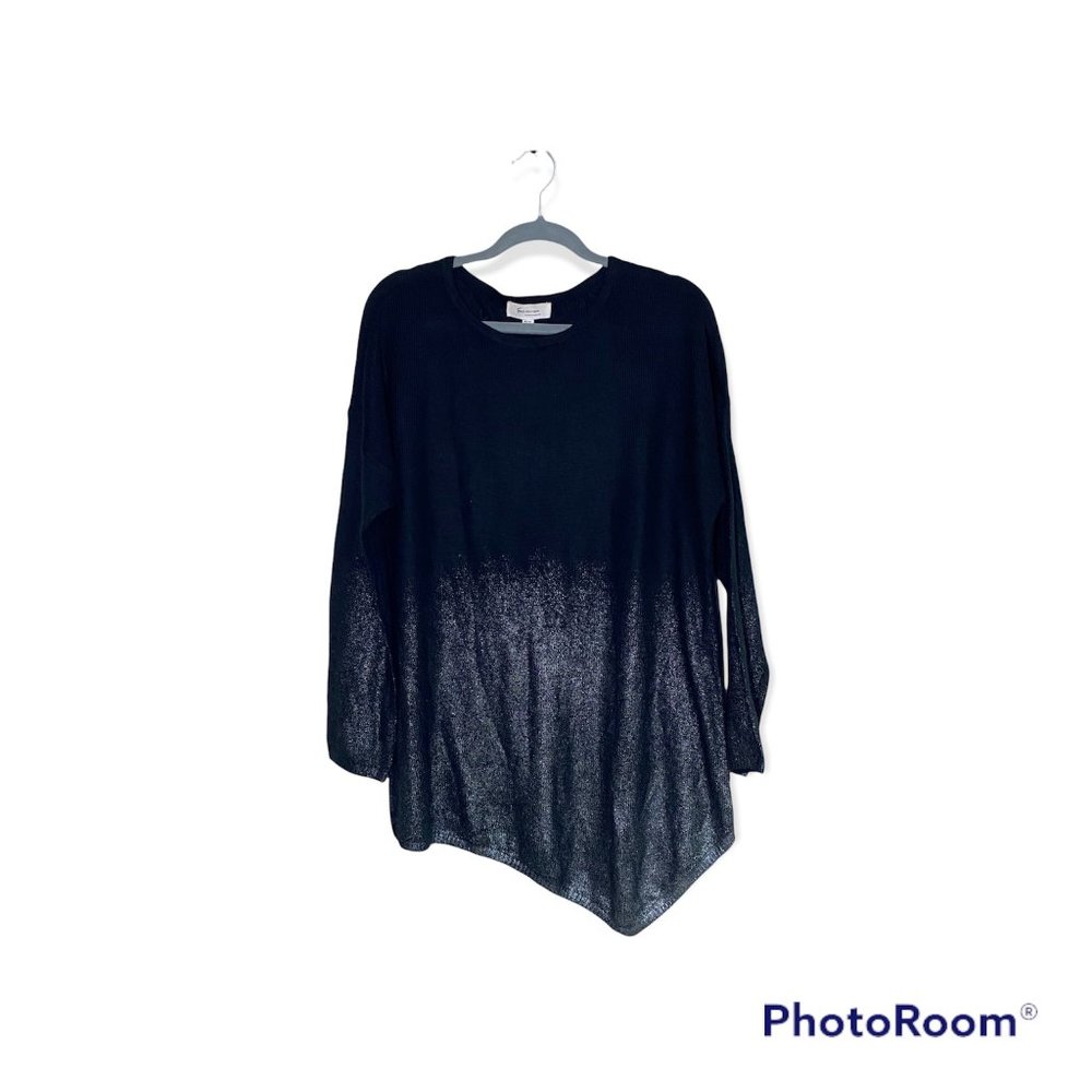 Two by Vince Camuto Plus Size 3/4 Sleeve Metallic Asymmetrical Women's Sweater